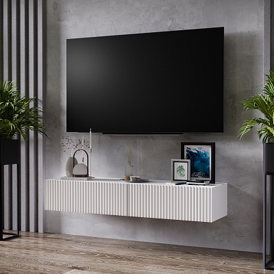 Тумба навесная под ТВ белый снег 150